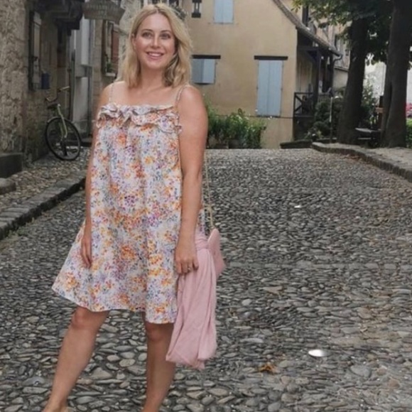 Floral Boho Linen Cotton Flounce Ruffled Sleeveless H&M DRESS -NWT - Picture 2 of 12